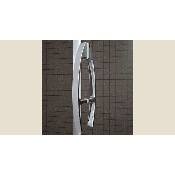 Paroi de douche MACAO Classic porte coulissante sans seuil normes handicapé largeur réglable 155-172 profilé chromé verre dépoli 1 bande côté droit 4