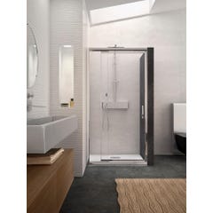 Paroi de douche CORAIL Classic porte pivotante avec 1 partie fixe largeur réglable 107-120 profilé chromé verre transparent 0