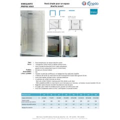 Paroi de douche fixe KINEQUARTZ Solo largeur 70 cm hauteur 2,00m verre fume finition miroir + fixation par mat sol et plafond 1