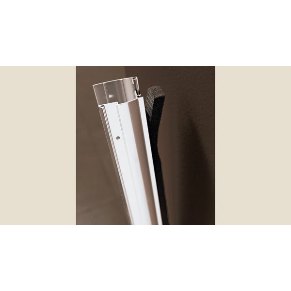 Paroi de douche CORAIL Classic porte pivotante avec 1 partie fixe largeur réglable 81/94 profilé blanc verre dépoli 1 bande 3