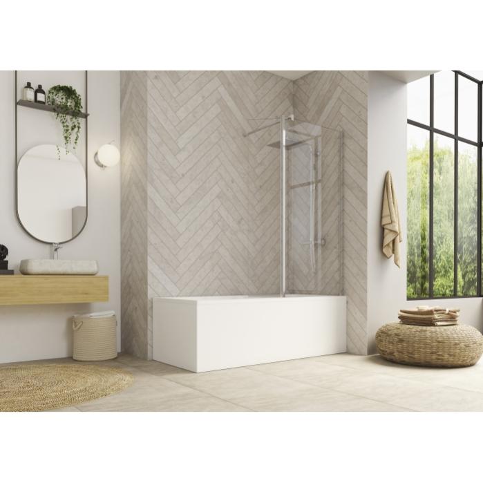 Pare-bain BALI 2 volets 80 profile chrome verre transparent
