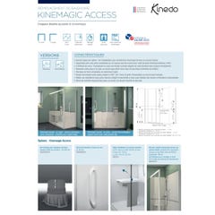 Cabine de douche d'angle complète sécurisée KINEMAGIC Access 110x70 porte coulissante verre dépoli 1 bande mitigeur thermostatique 1