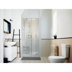 Cabine de douche en niche complète sécurisée porte pivotante KINEMAGIC Design 100x90 hauteur 2,07m transparent mitigeur thermostatique 0