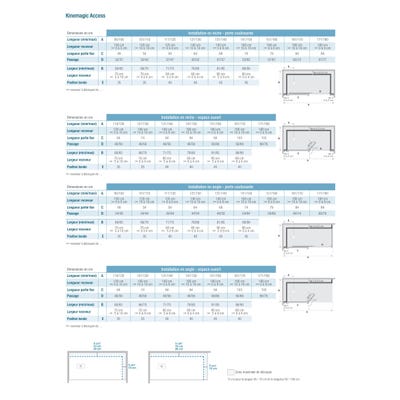 Cabine de douche d'angle complète sécurisée KINEMAGIC Access 160x90 porte coulissante verre transparent total équipé mitigeur mécanique 2