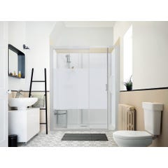 Cabine de douche en niche complète KINEMAGIC Sérénité 160x70 (H) hauteur 2,03m porte coulissante verre dépoli 1 bande mitigeur thermostatique