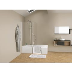 Baignoire à porte sur châssis métal, normes handicapé DUO Pack 180x80 pose en niche espace douche à droite tête bain à gauche 0