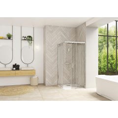 Porte de douche coulissante gauche (à coupler avec la droite) SMART Design largeur 1,00m hauteur 2,05m profilé chromé verre bandes verticales 0