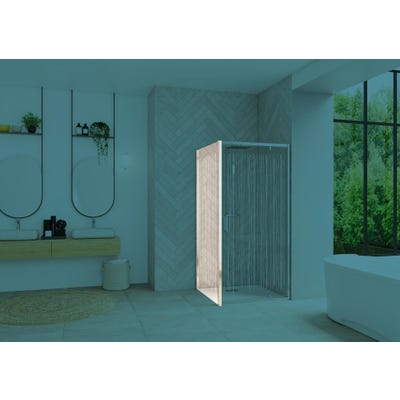 Paroi de douche fixe SMART Design (à coupler avec porte SMART Design) 110 cm hauteur 2,05m profilé chromé verre serigraphié bandes verticales 0