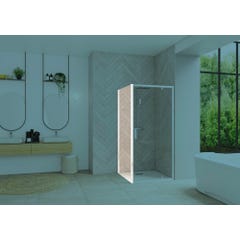 Paroi de douche fixe SMART Design (à coupler avec porte SMART Design) 85 cm hauteur 2,05m profilé blanc verre transparent