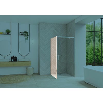 Paroi de douche fixe SMART Design (à coupler avec porte SMART Design) 95 cm hauteur 2,05m profilé chromé verre transparent 0
