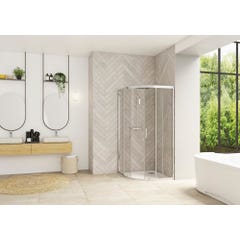 Porte de douche 1/4 de rond 2 portes coulissantes SMART Design pour receveur 1/4 de rond 100x100 profilé blanc verre transparent