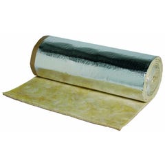 Rouleau isolant mineral épaisseur 25 mm - ALDES - 11091743 Feutre de laine de roche protégé par un film aluminium armé pare-vapeur 1200 cm X115 cm 0