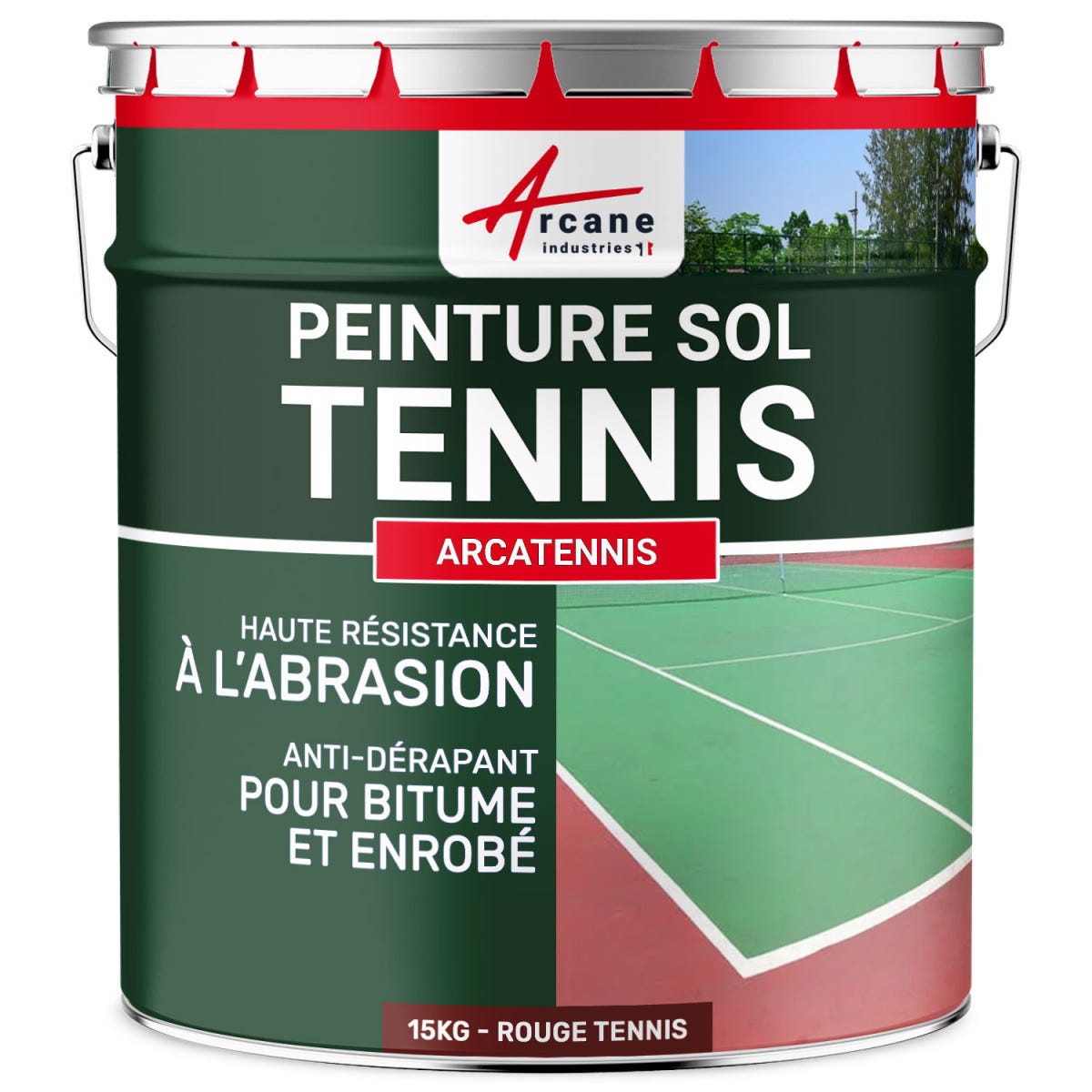 PEINTURE TENNIS - ARCATENNIS. Rouge Tennis - 15 kg (jusqu'à 30 m² en 2 couches)ARCANE INDUSTRIES 4