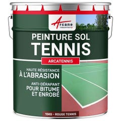 Peinture Tennis - Arcatennis. - Rouge Tennis - 15 Kg (jusqu'à 30 M² En 2 Couches) - Arcane Industries