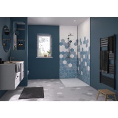 Panneau Mural composite aluminium hydrofuge pour salle de bains KINEWALL Design épaisseur 3mm largeur 1,50m hauteur 2,02m motif Tomette Camaïeu Bleu 0