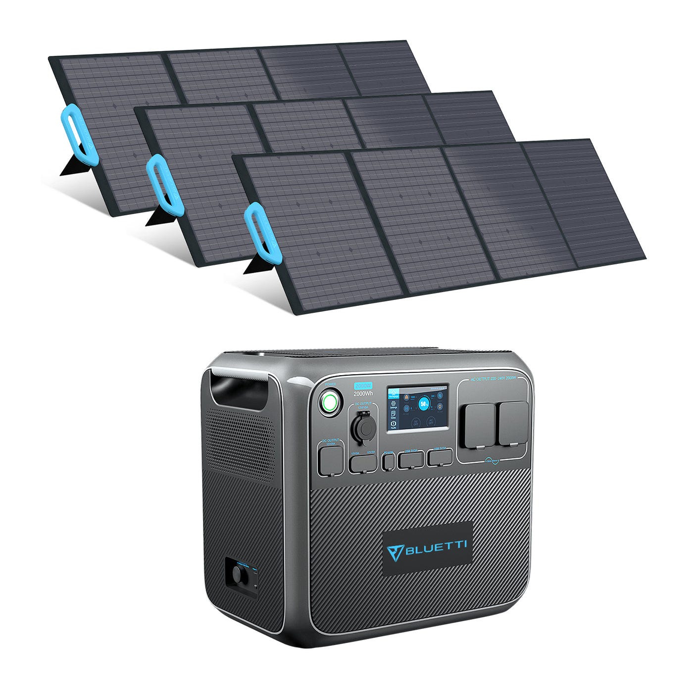 Kit complet de générateur solaire BLUETTI AC200MAX + 3xPV200 Station énergie 2200W/2048Wh avec 3 pcs panneaux solaires 200W 0