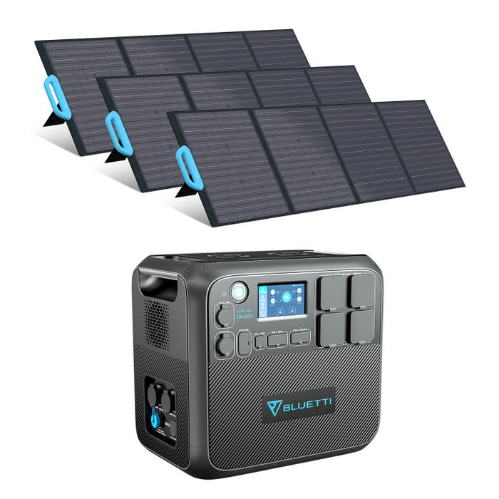 POWEROAK BLUETTI 2200W Groupe électrogène portable AC200MAX avec 3xPV120 120W Panneau solaire, Kit de générateur solaire domestique zone hors réseau 0