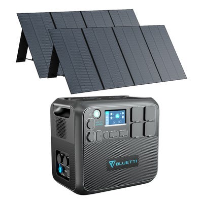 Kit complet de générateur solaire BLUETTI AC200MAX + 2xPV350 kit Centrale électrique portable 2200W/2048Wh avec 2 pcs panneaux solaires 350W
