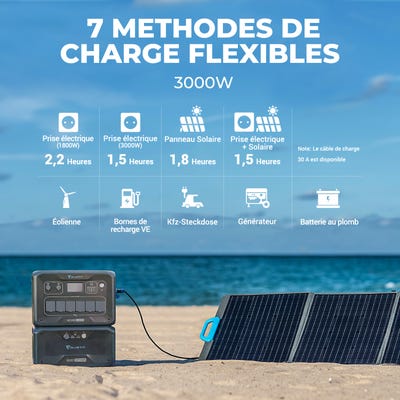 Kit de générateur solaire 3000W BLUETTI Station modulaire extensible avec module de batterie 3072Wh et 4 panneaux solaires 120W