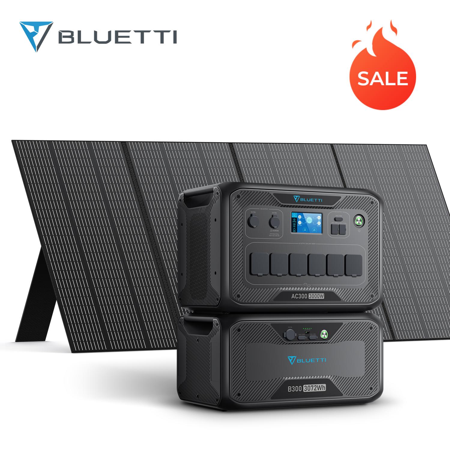 BLUETTI AC300 + B300 + PV350 Kit de générateur solaire 3000W avec Batterie externe et panneau solaire 350W