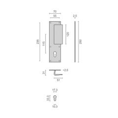 Poignée palière aluminium type Bastille clé I argent - HERACLES - I-231103CLEI 1