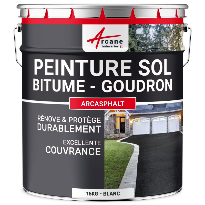 Peinture Bitume, Goudron, Enrobé - ARCASPHALT - 15 kg (jusqu'à 30 m² en