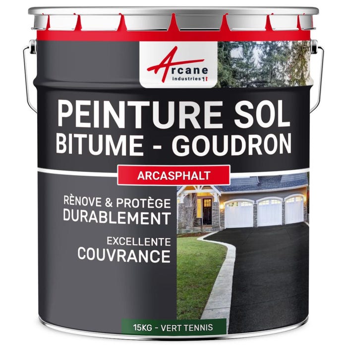 Peinture Bitume, Goudron, Enrobé - ARCASPHALT - 15 kg (jusqu'à 30 m² en 2 couches) - Vert Foncé - ARCANE INDUSTRIES 0