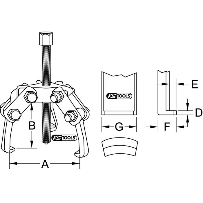 Extracteur à 3 bras pour cosses de batterie 10-90 mm 1