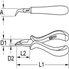 KS TOOLS Pince pointue ESD-courbée-avec taille, 130 mm 1