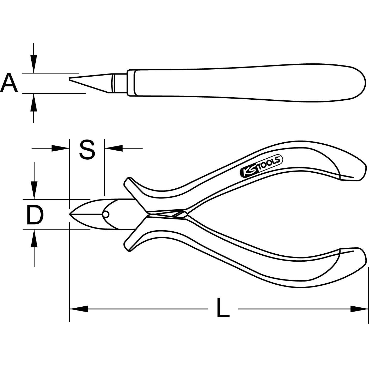 KS TOOLS Mini-pince à coupe oblique ESD, 120 mm 1