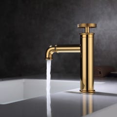 Mitigeur lavabo salle de bain style industriel - Doré 0