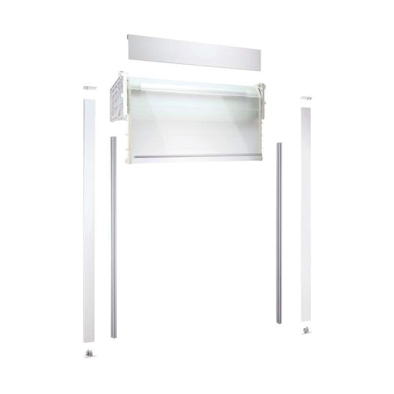 Rideau d'armoire à lames verre vetro-line - Décor rail de guidage : Aluminium - Décor : Blanc brillant - Pour caisson d 1
