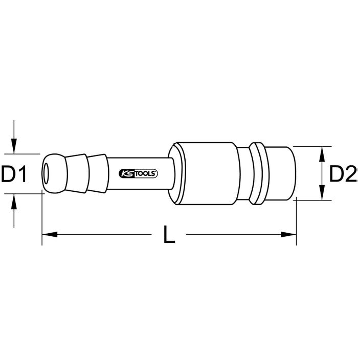 KS TOOLS Raccord pneumatique en métal avec embout de tuyau, Ø 10 mm, 2