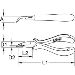 KS TOOLS Pince pointue ESD-courbée-sans taille, 130 mm 1