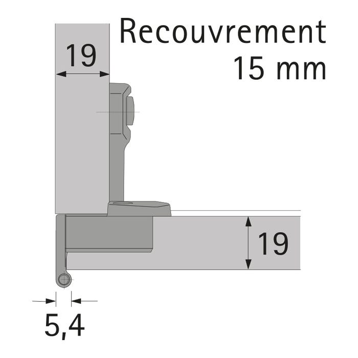 Selekta pro 2000, 15mm - Recouvrement : 15 mm - HETTICH 1