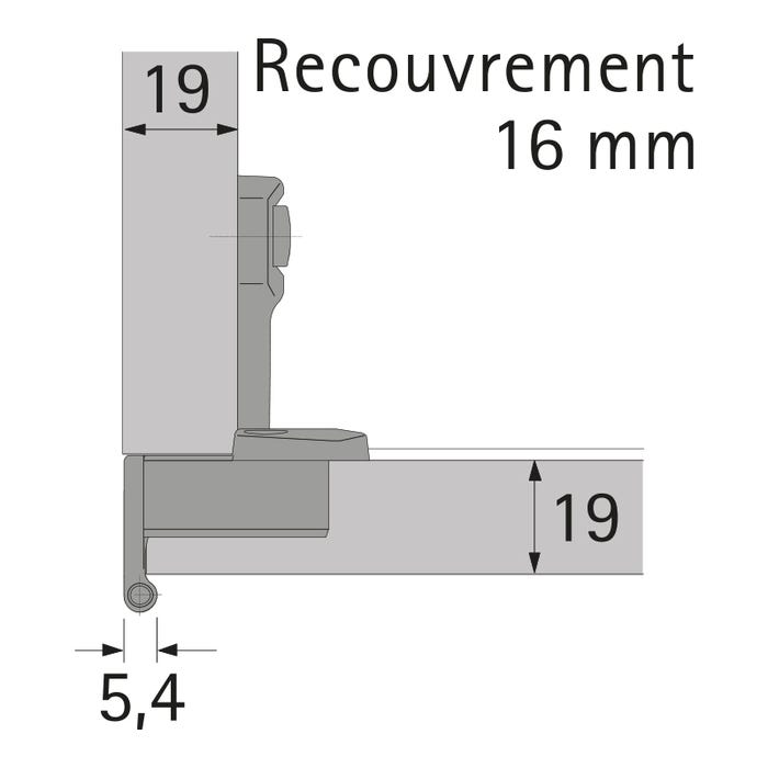Selekta pro 2000, 15mm - Recouvrement : 16 mm - HETTICH 2