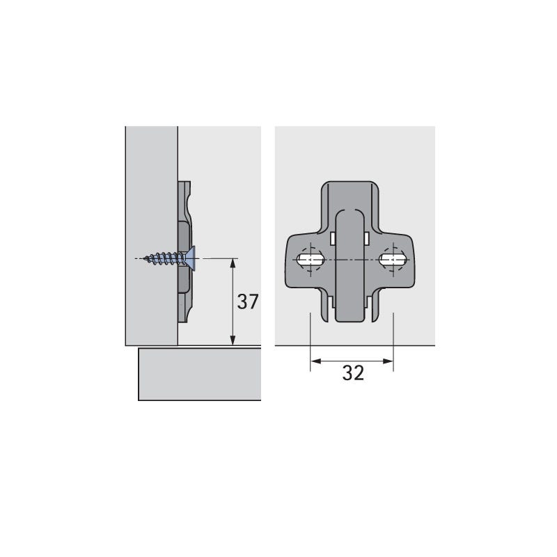 Embase cruciforme à visser - Distance : 1,5 mm - HETTICH 1
