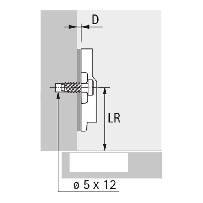 Embase cruciforme à visser - Distance : 8 mm - Matériau : Zinc moulé sous pression - HETTICH 2