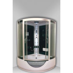 Ondée - Cabine bain-douche 1/4 de cercle porte coulissante transparente hydromassante 136x136 cm fonction Pédiluve - FARO Ayor 0