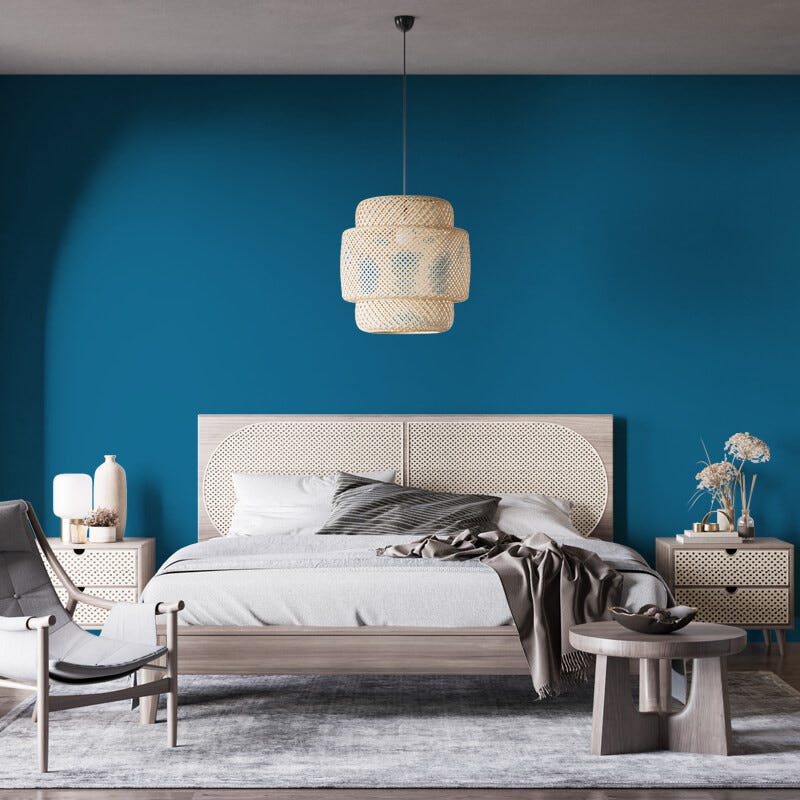 Peinture biosourcée et dépolluante murs et plafonds, Bleu Mirall, Velours, 1L COLIBRI 4