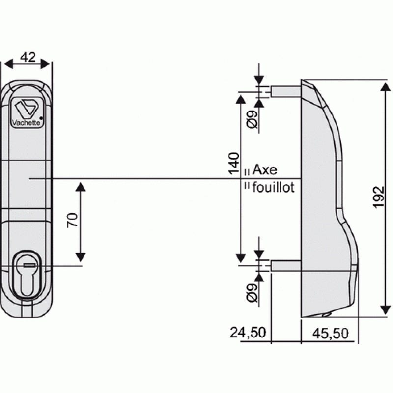 Module extérieur à cylindre seul PE 12 pour serrures antipanique séries 4800, 6800 et 1900 Premium finition inox 1