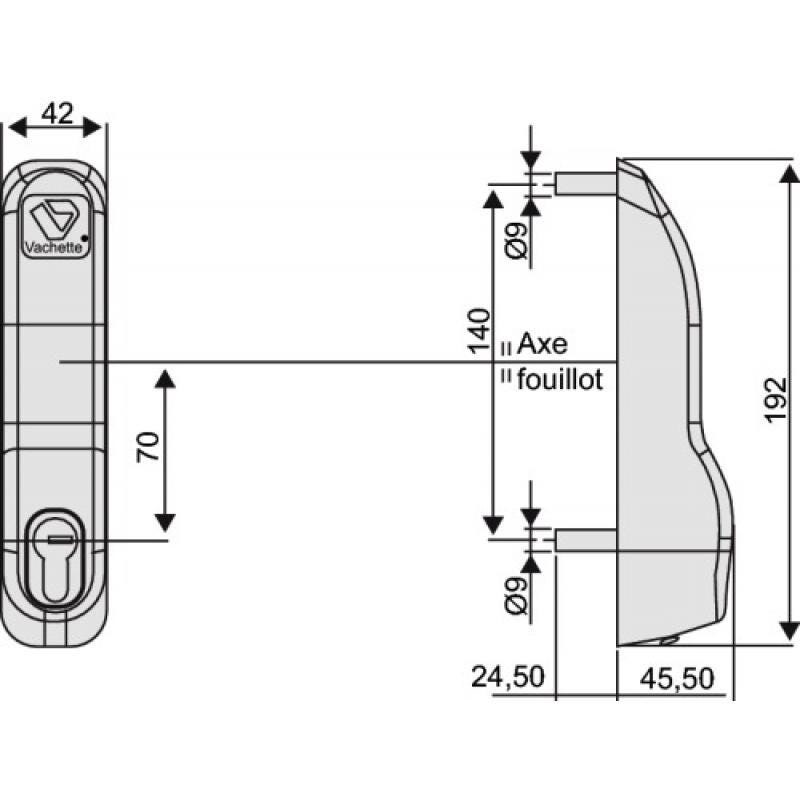 Module extérieur à cylindre seul PE 12 pour serrures antipanique séries 4800, 6800 et 1900 Premium finition inox 2