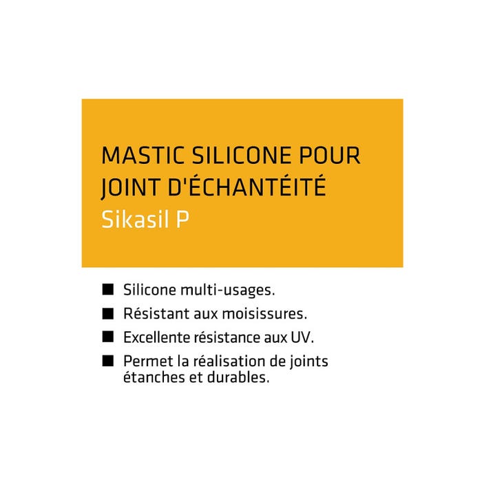 Lot de 3 mastics silicone universel SIKA Sikasil-P Marine - Blanc - 300ml 4