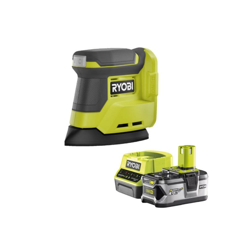 Pack RYOBI Ponceuse triangulaire 18V One+ - RPS18-0 - 1 Batterie 4.0Ah - 1 Chargeur rapide RC18120-140 0