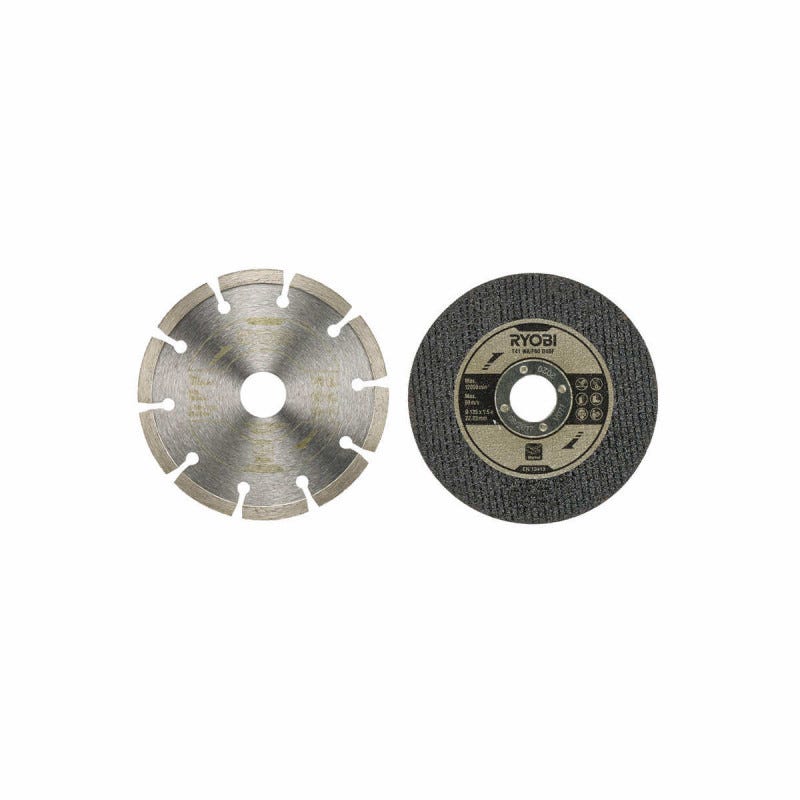 Pack RYOBI Meuleuse d'angle 1010W 125mm - 7 disque diamant et à tronçonner 125 mm 2