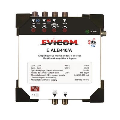 evicom ealb440/a | evicom ealb440/a - centrale multibandes 4 entrées : b.i/ii / b.iii / uhf1 21-60 / uhf2 21-48 0