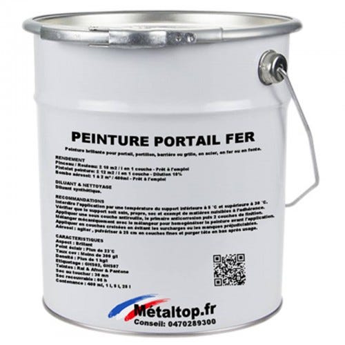 Peinture Portail Fer - Metaltop - Gris jaune - RAL 7034 - Pot 25L 0