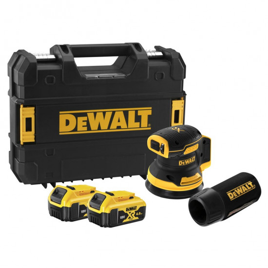 Ponceuse excentrique xr 18v 125 mm brushless dewalt - 2 batteries 5.0ah + coffret tstak - sans chargeur - dcw210p2-qw