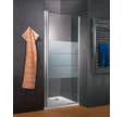 Porte de douche pivotante, 80 x 192 cm, verre 5mm anticalcaire, sérigraphie dépoli light, style industriel, profilé aspect chromé, SCHULTE