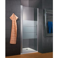 Schulte porte de douche pivotante, 80 x 192 cm, verre 5mm anticalcaire, sérigraphie dépoli light, style industriel, profilé aspect chromé 0